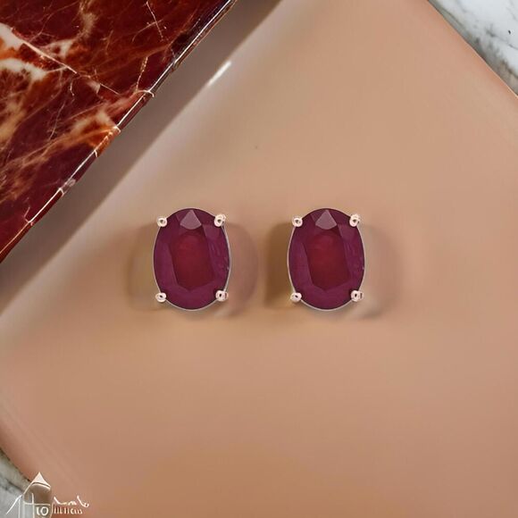Natural Ruby Stud Earrings 14k White Gold 3.0 TCW Certified $1,390 311042 - Picture 5 of 11